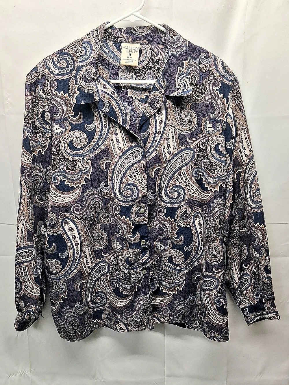 Allison Daley Paisley Blouse in Blue & Purple Size 18W Like New